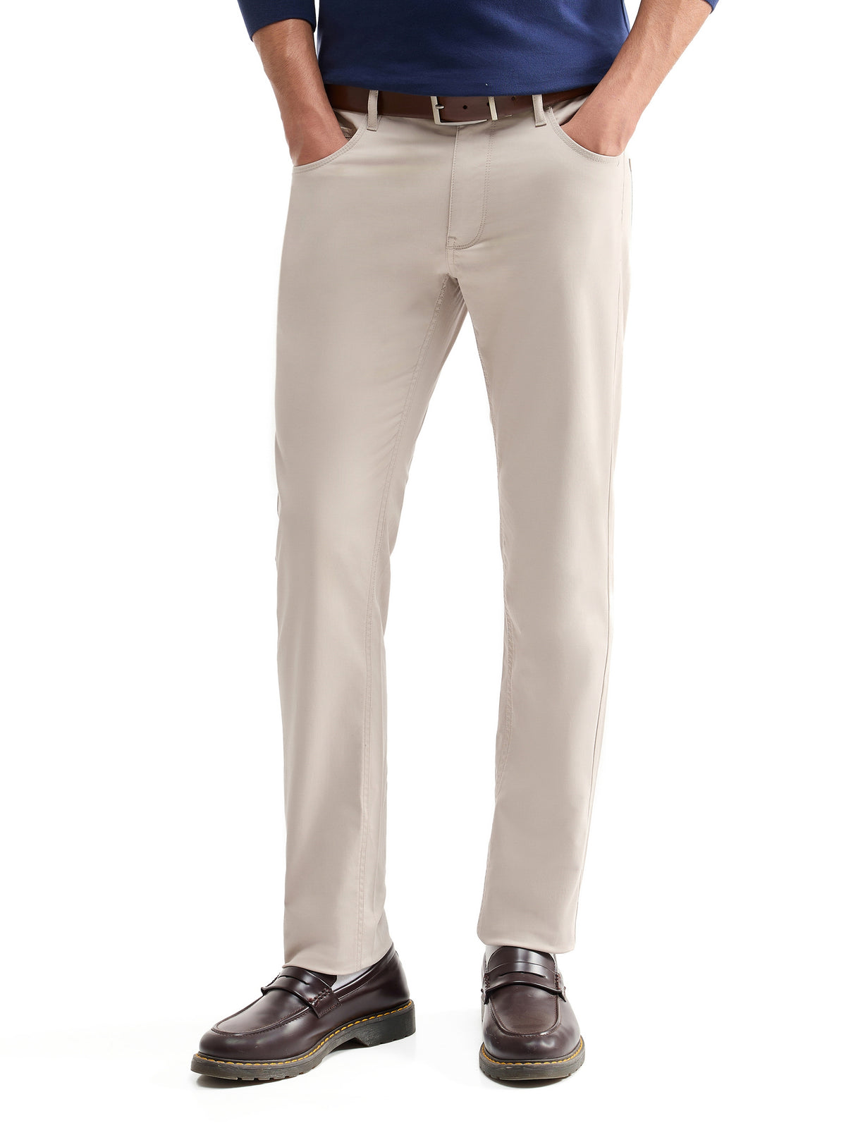 Slim Fit Cotton Trouser - Lt Khaki t4option_0