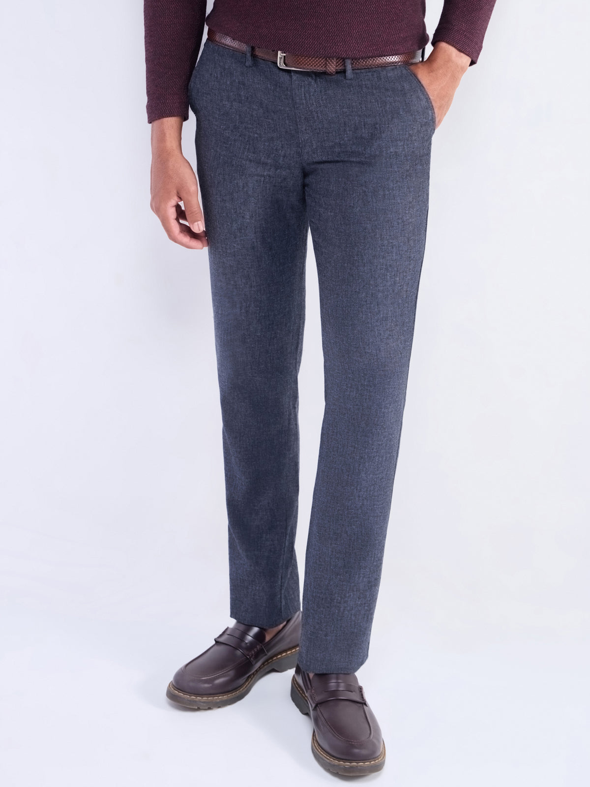 Slim Fit Cotton Linen Trouser - Dark Grey t4option_1