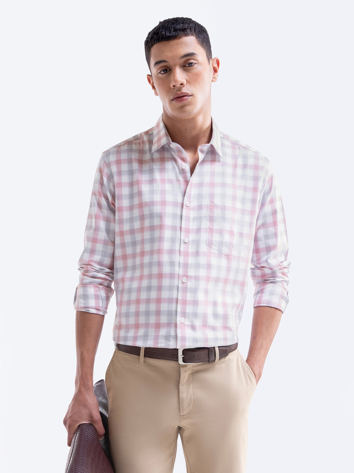Check Full Sleeve Cotton Shirt - Pink t4option_1