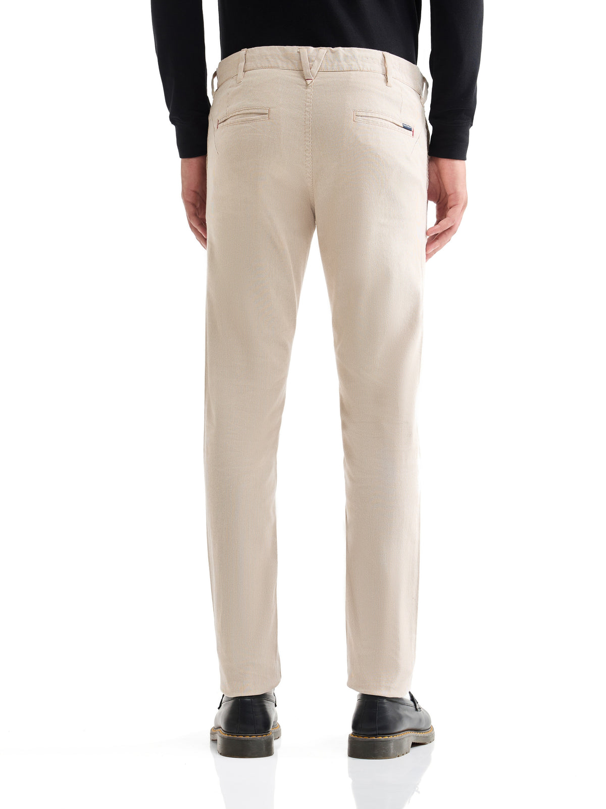 Striped Slim Fit Cotton Trouser - Khaki t4option_0
