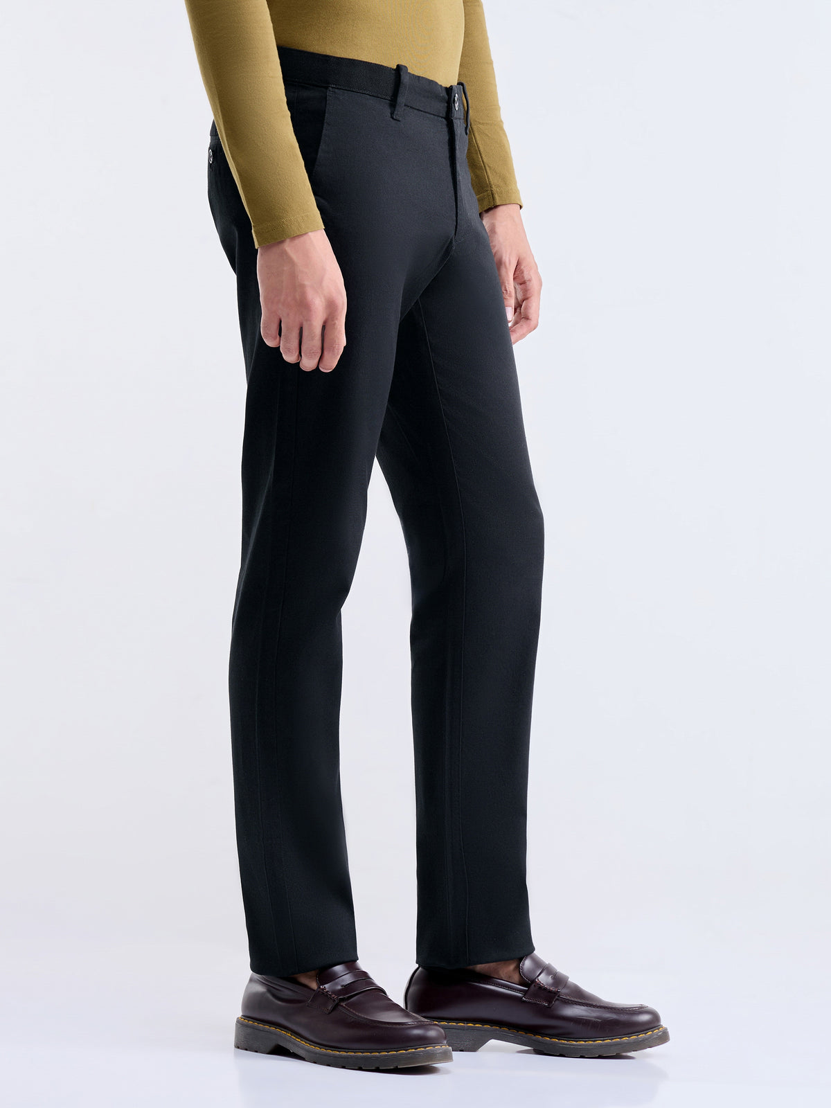 Slim Fit Cotton Stretch Trouser - Black t4option_7