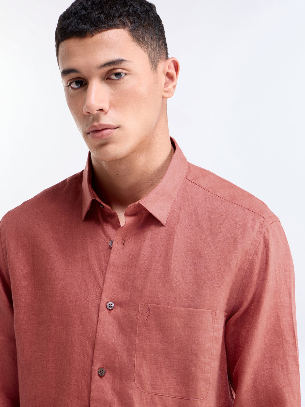 Solid Regular Fit Shirt - Brick t4option_1