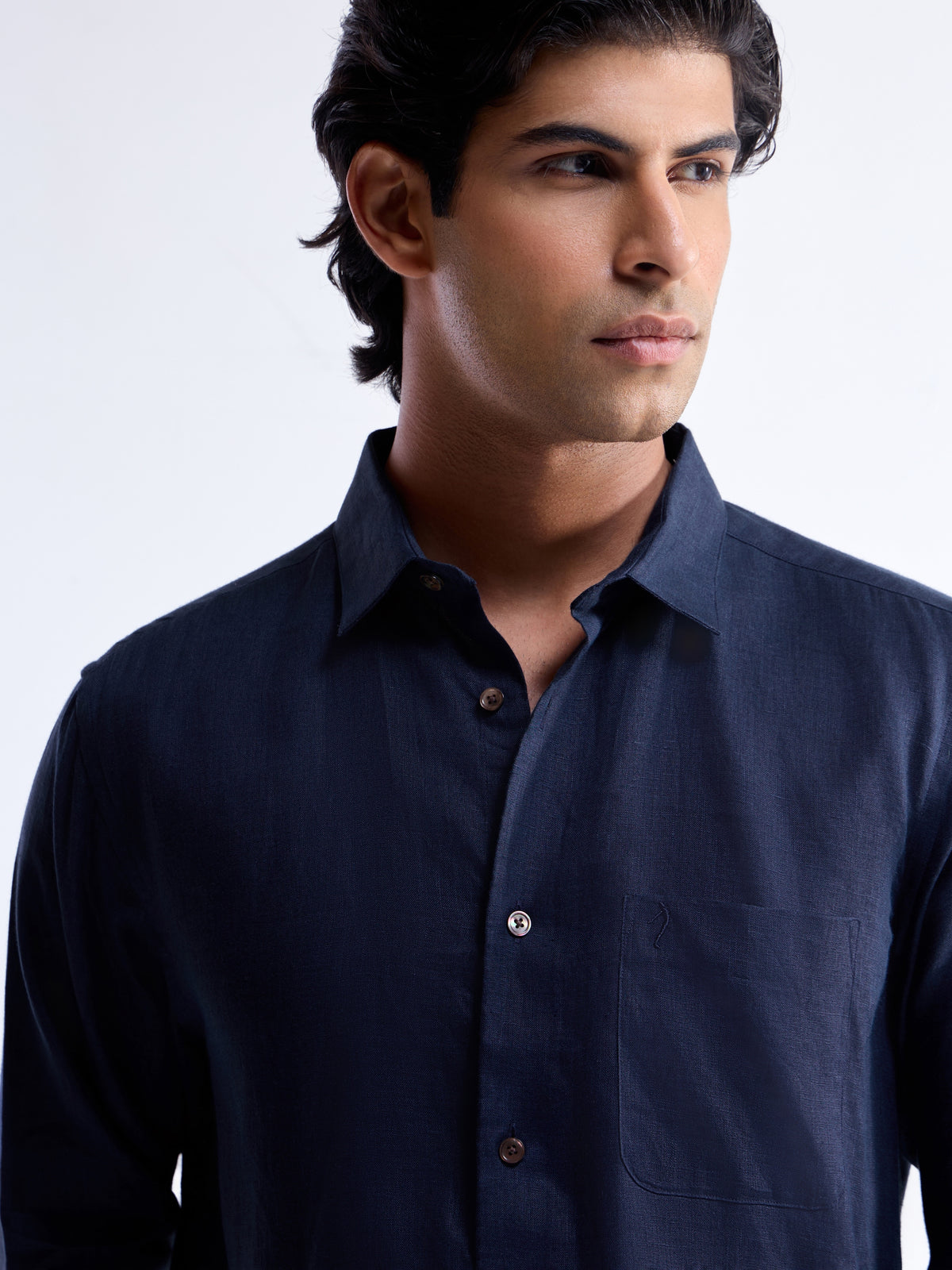 Solid Regular Fit Shirt - Navy t4option_5