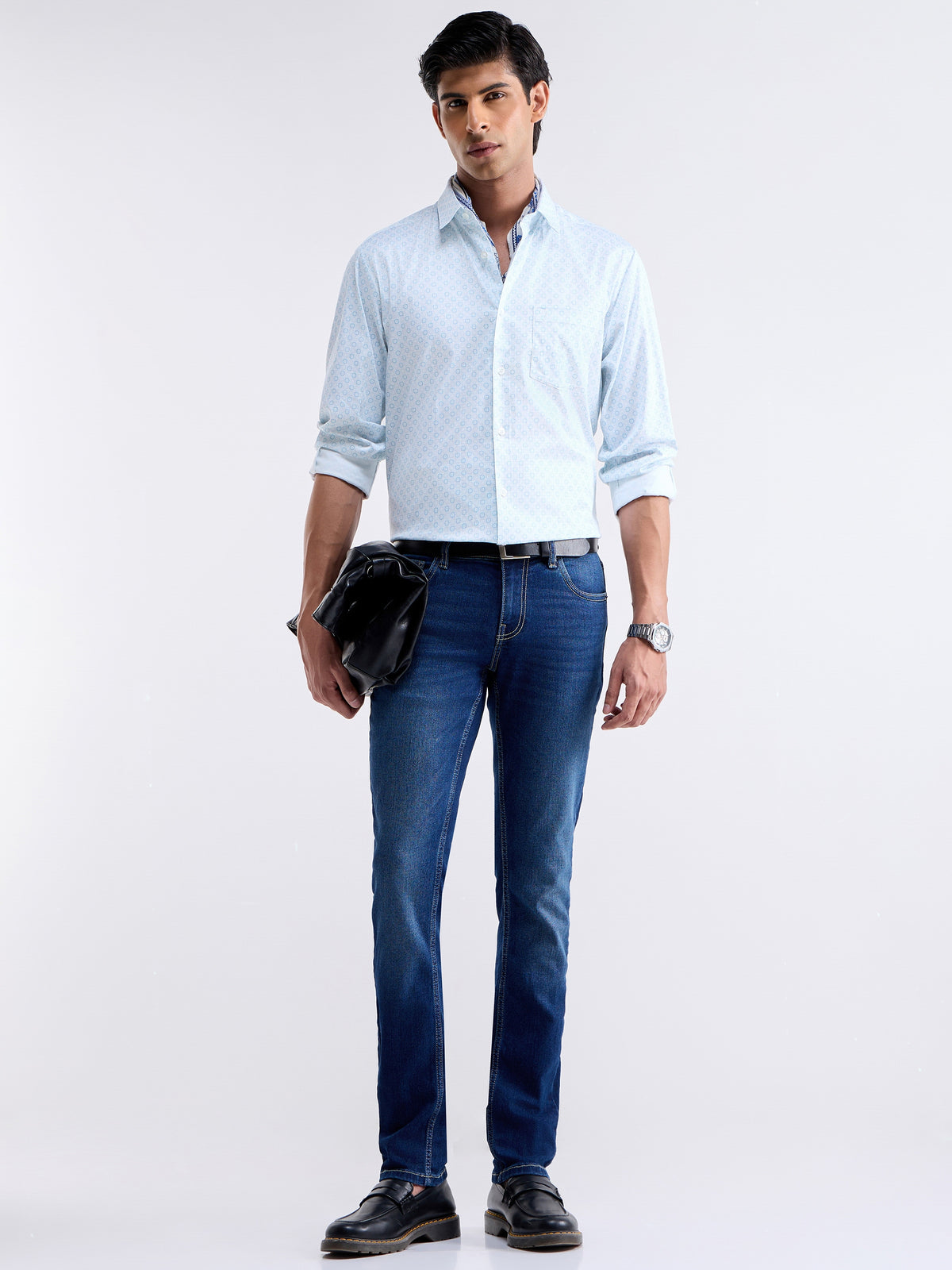 Printed Full Sleeve Cotton Shirt - White t4option_0