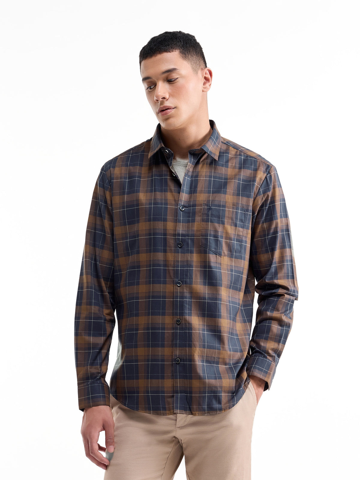Solid Full Sleeve Jumper Sweater - Chocolate t4option_0