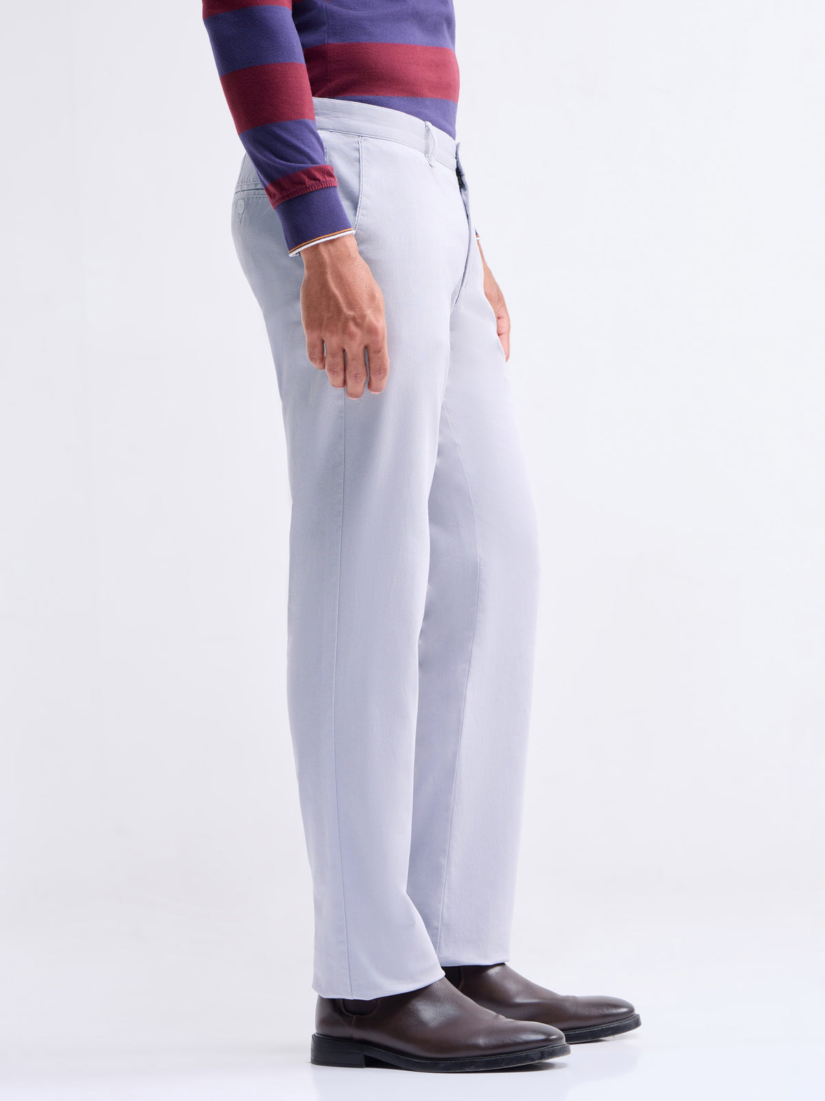 Regular Fit Cotton Stretch Trouser - Sky t4option_0