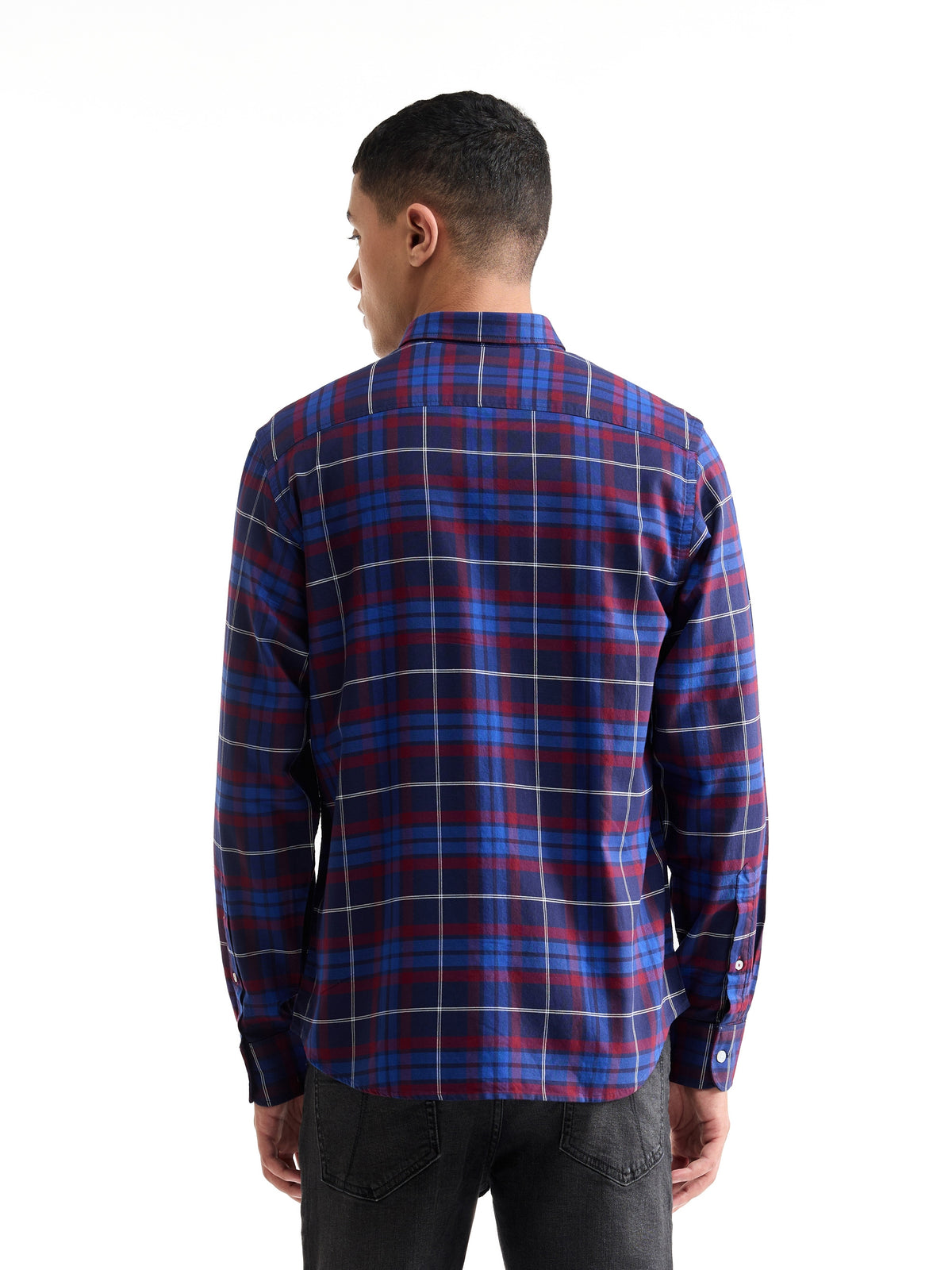 Check Full Sleeve Cotton Shirt - Burgundy t4option_0