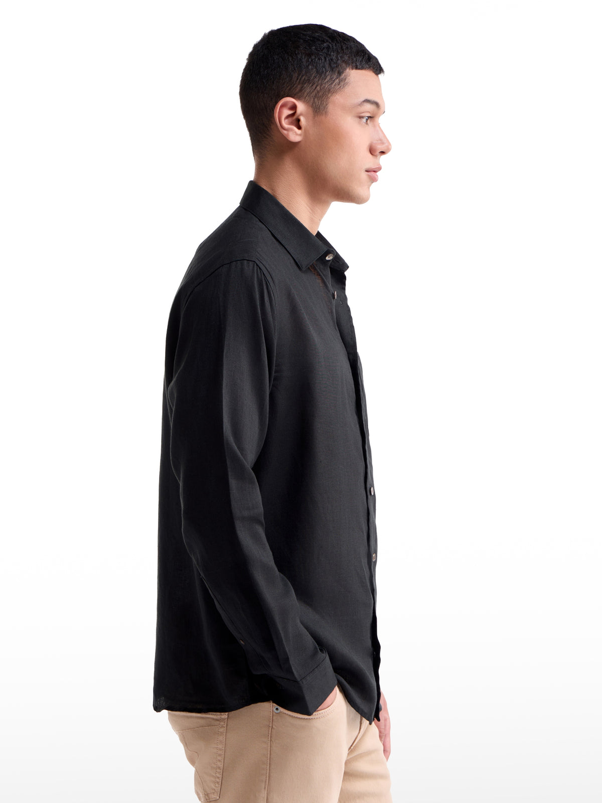 Solid Regular Fit Shirt - Black t4option_0