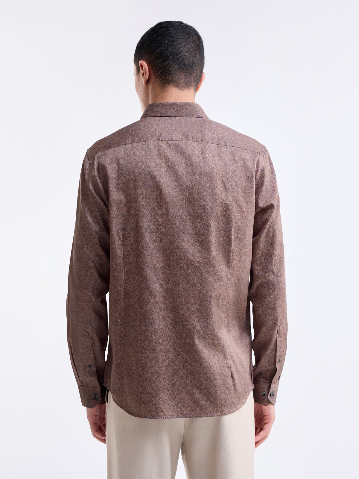 Printed Full Sleeve Cotton Shirt - Rust t4option_0