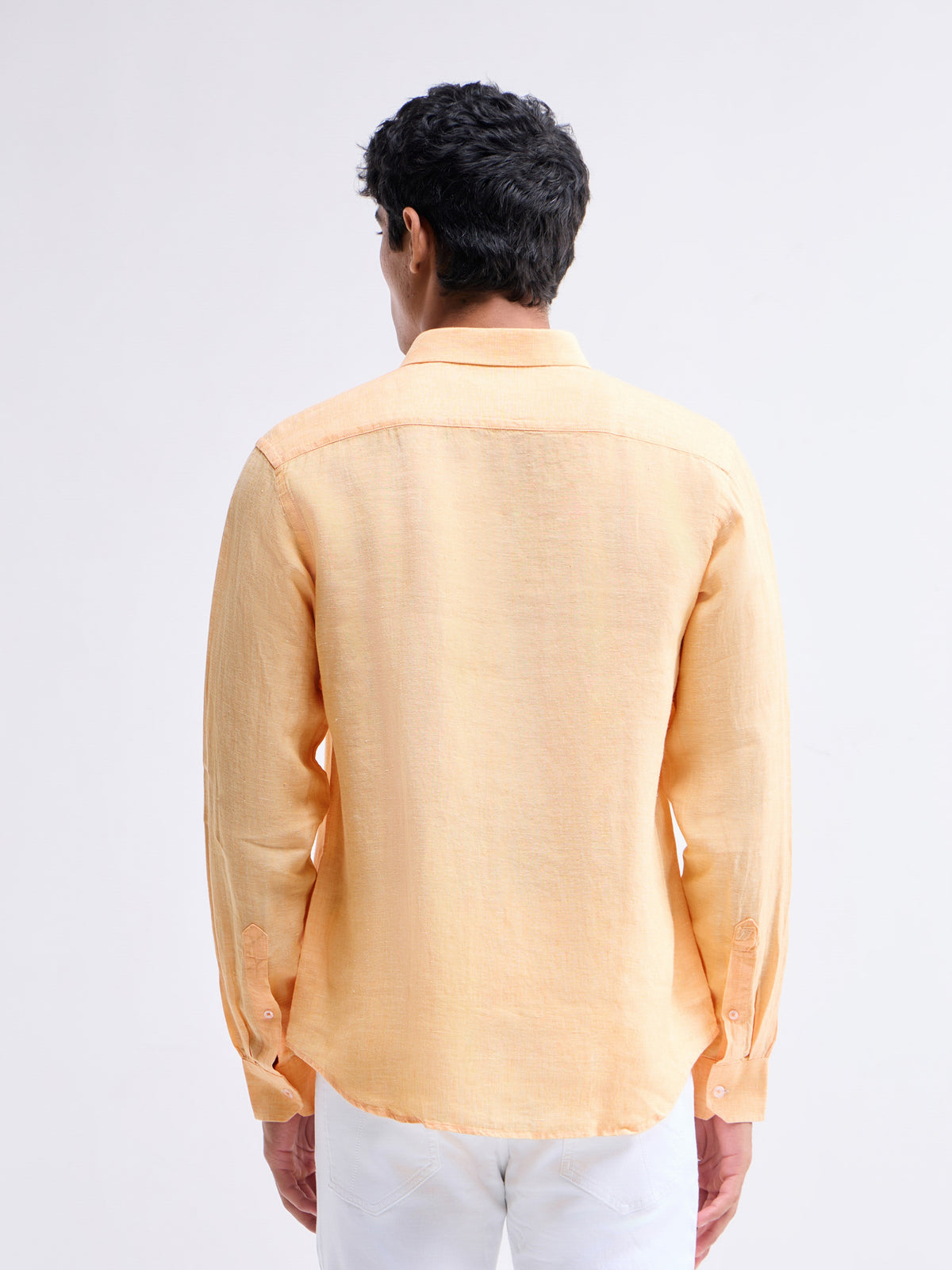 Solid Full Sleeve Linen Shirt - Mustard t4option_2