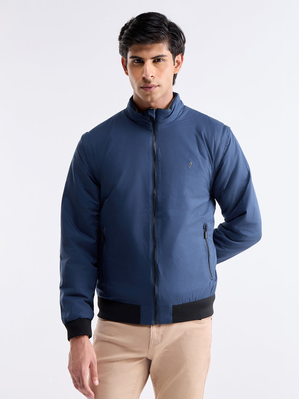 Solid Full Sleeve Bomber Jacket - Sap t4option_0