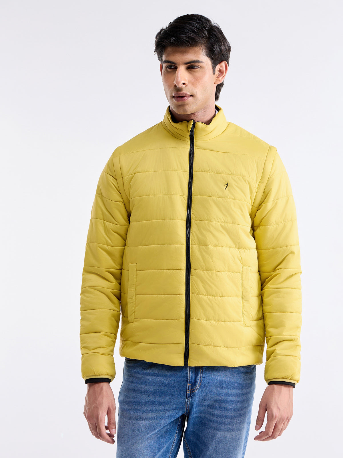 Solid Full Sleeve Bomber Jacket - Yellow t4option_2