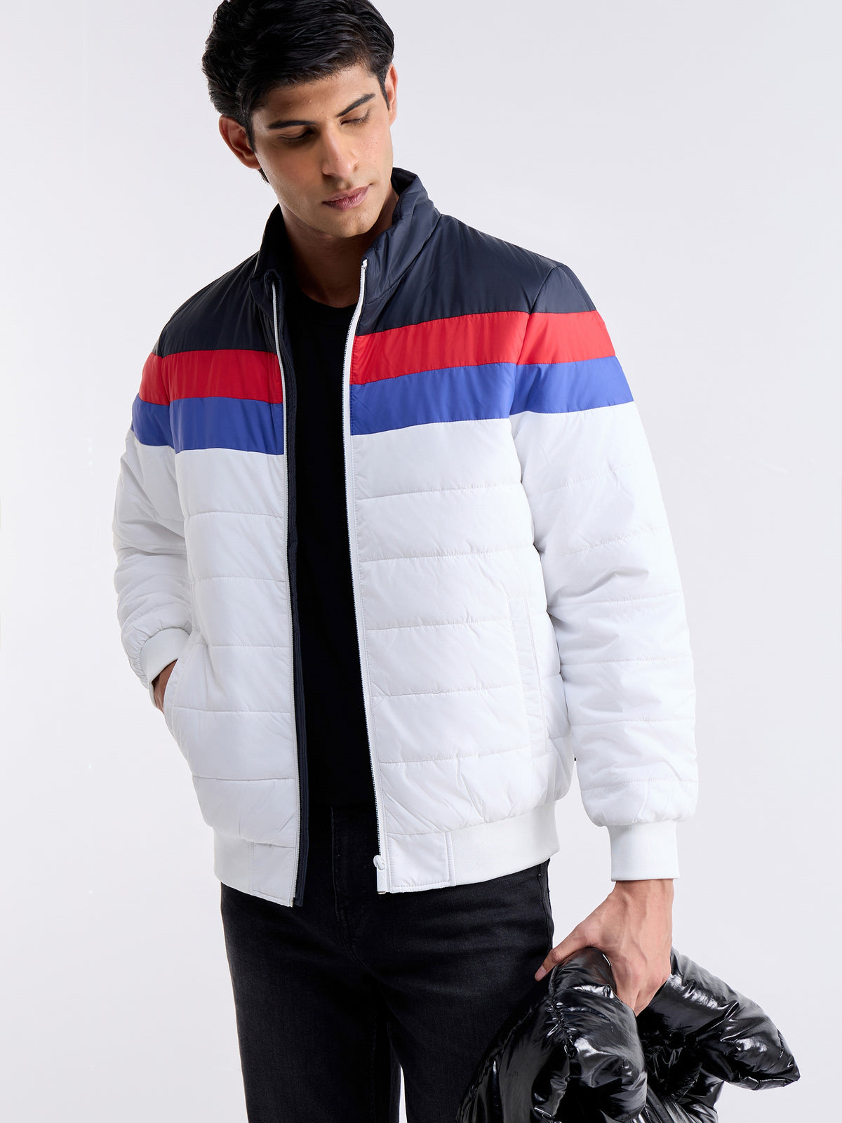 Solid Full Sleeve Gilet Jacket - White t4option_0
