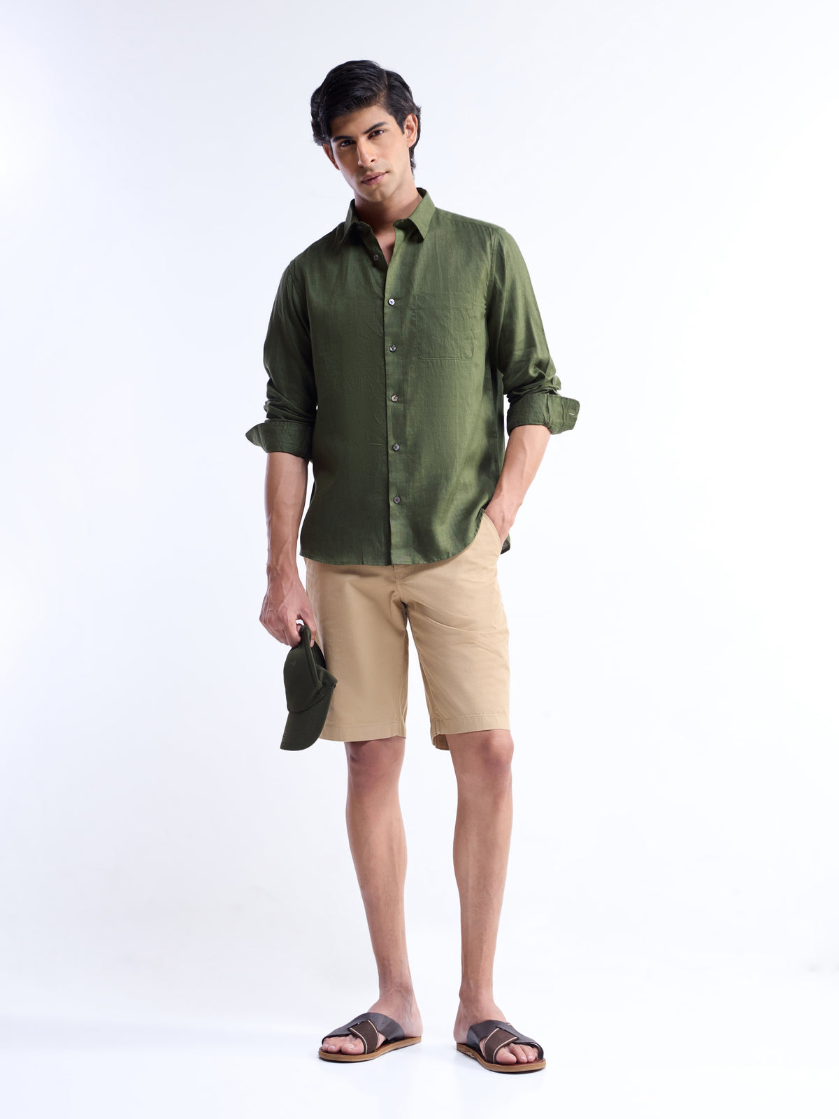 Solid Regular Fit Shirt - Olive t4option_6