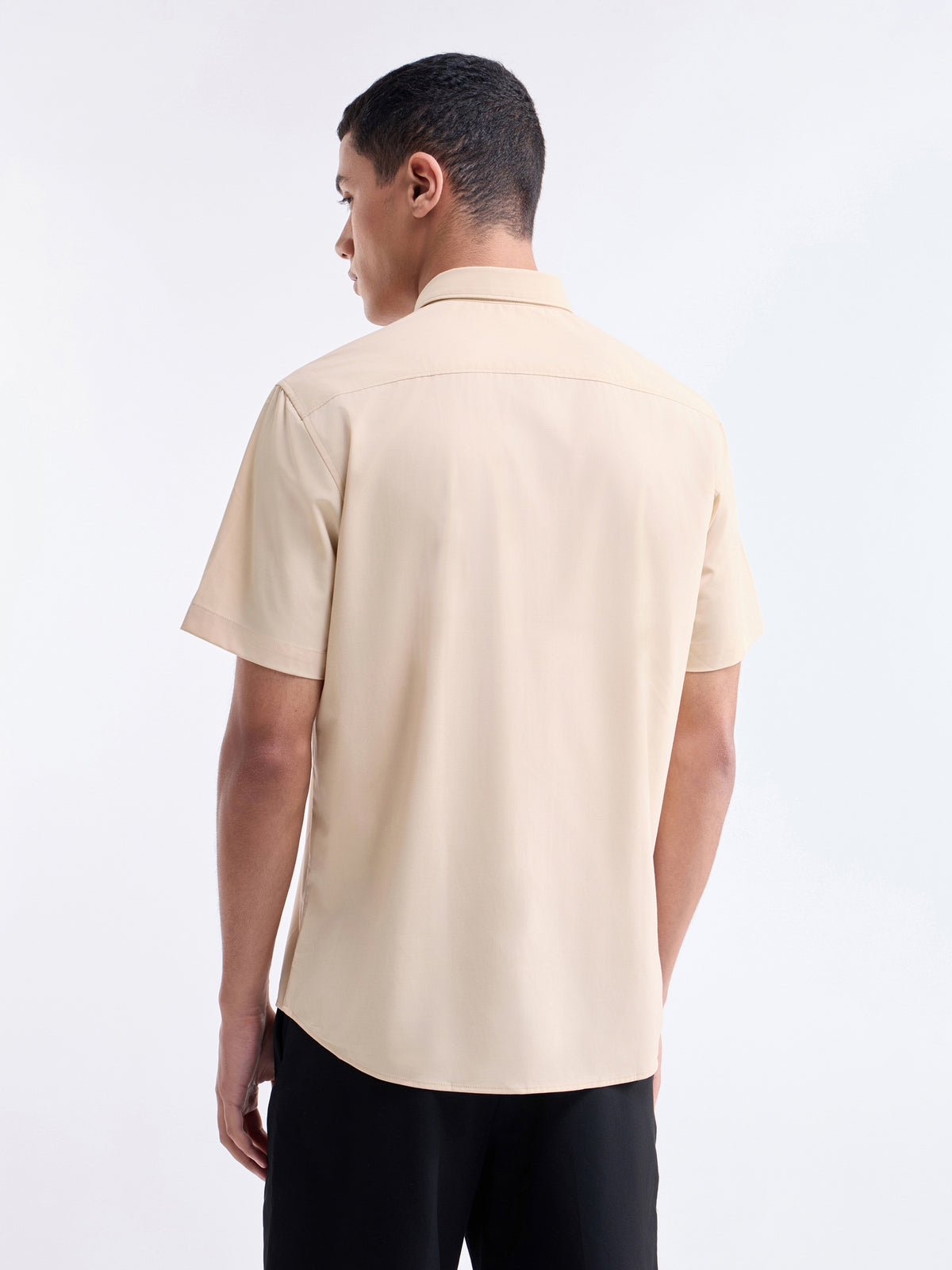 Solid Half Sleeve Shirt - Khaki t4option_0
