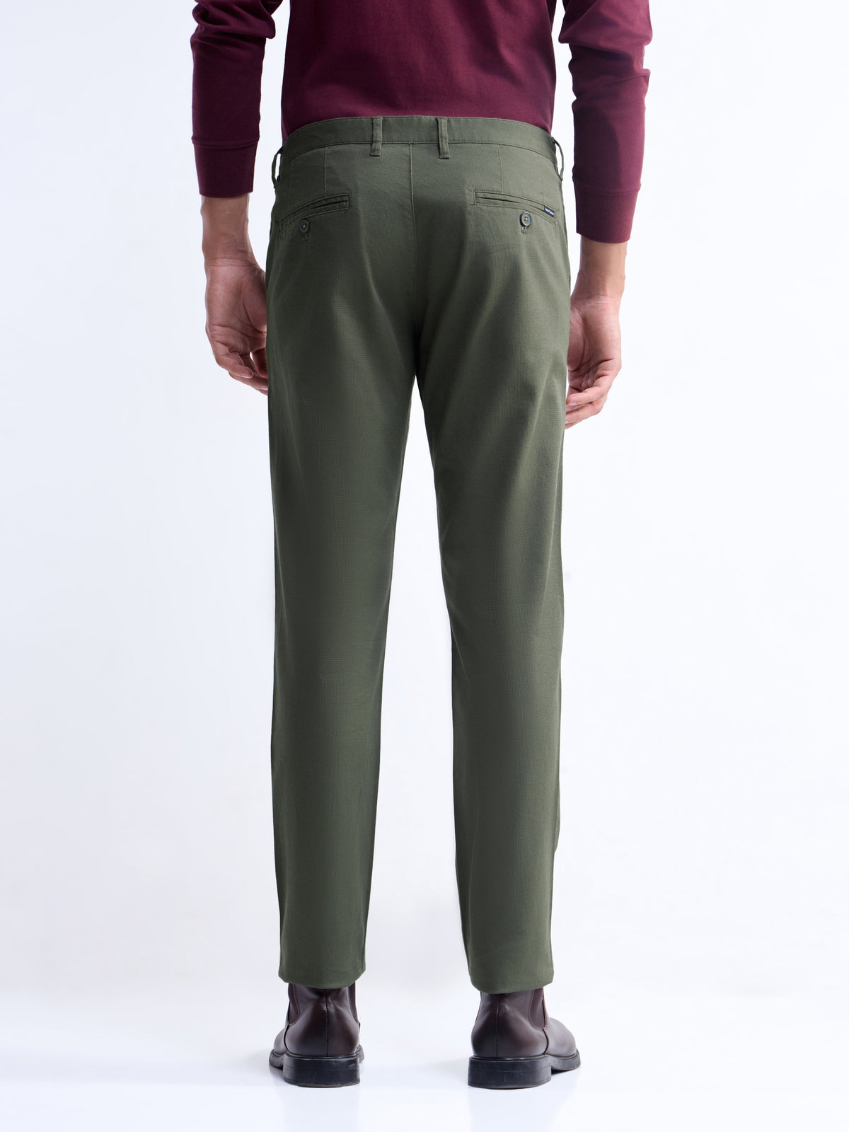 Slim Fit Cotton Stretch Trouser - Olive t4option_0