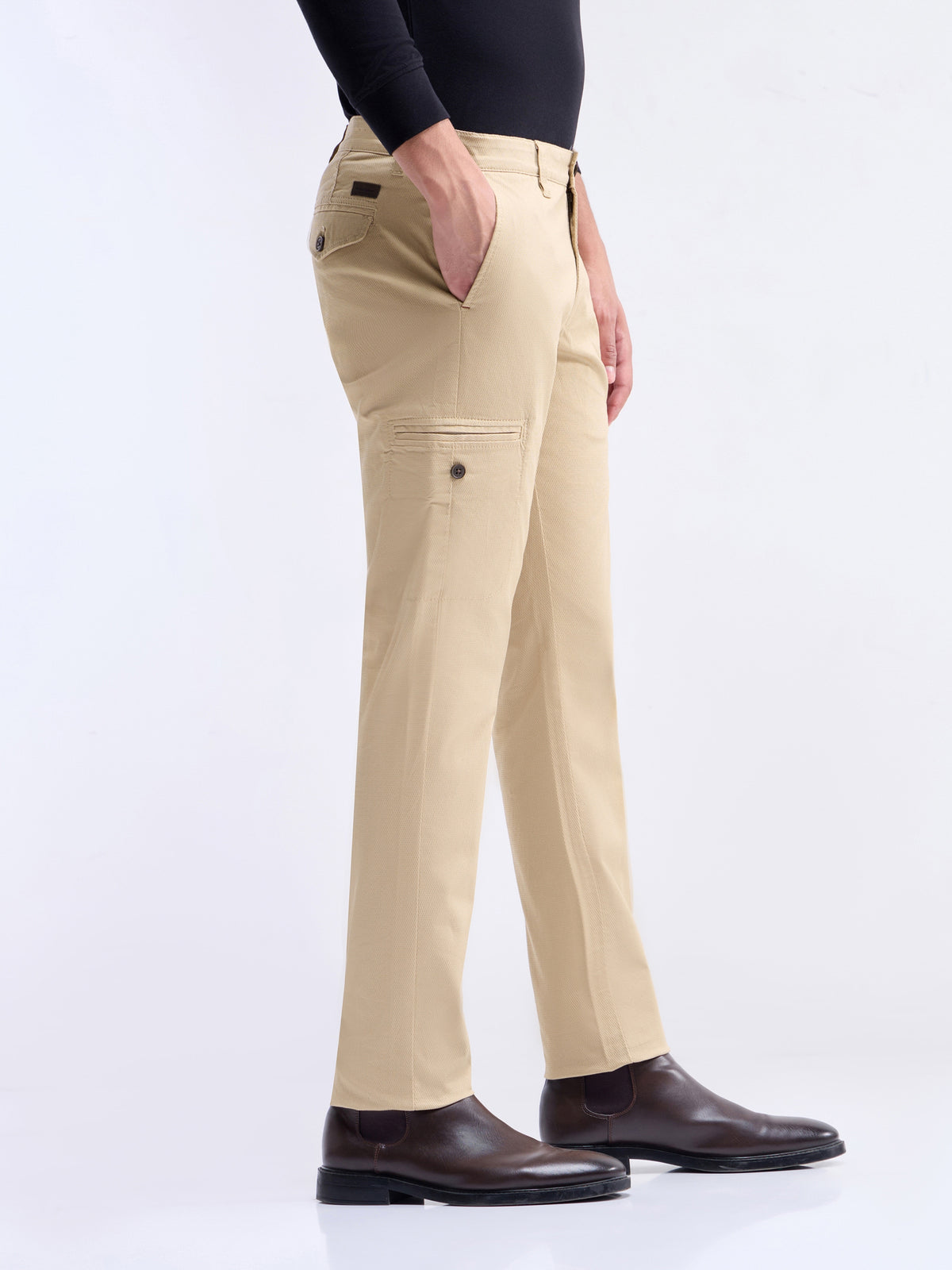 Slim Fit Cotton Stretch Trouser - Stone t4option_1