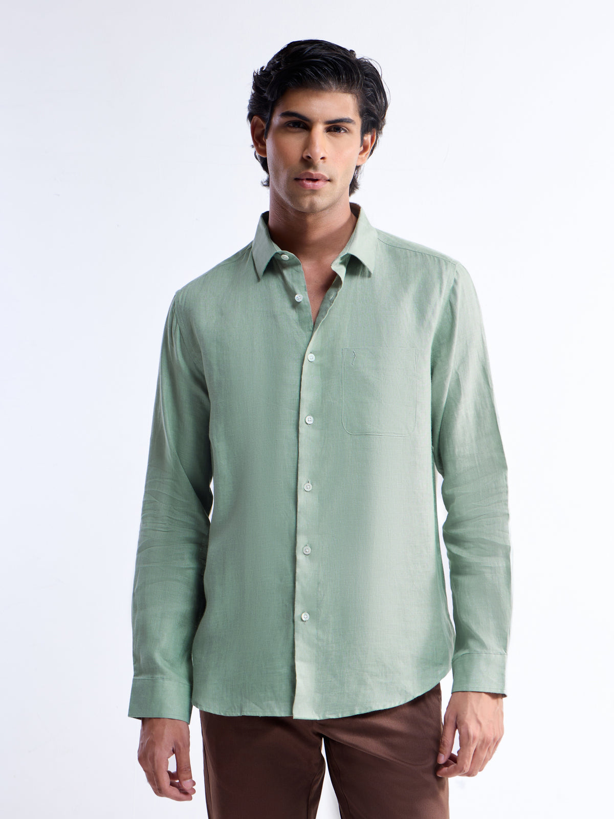 Solid Regular Fit Shirt - Green t4option_3