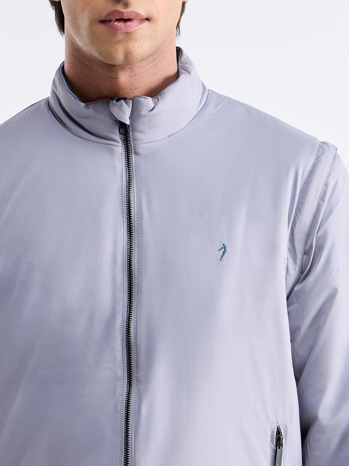 Solid Full Sleeve Bomber Jacket - Teal t4option_1