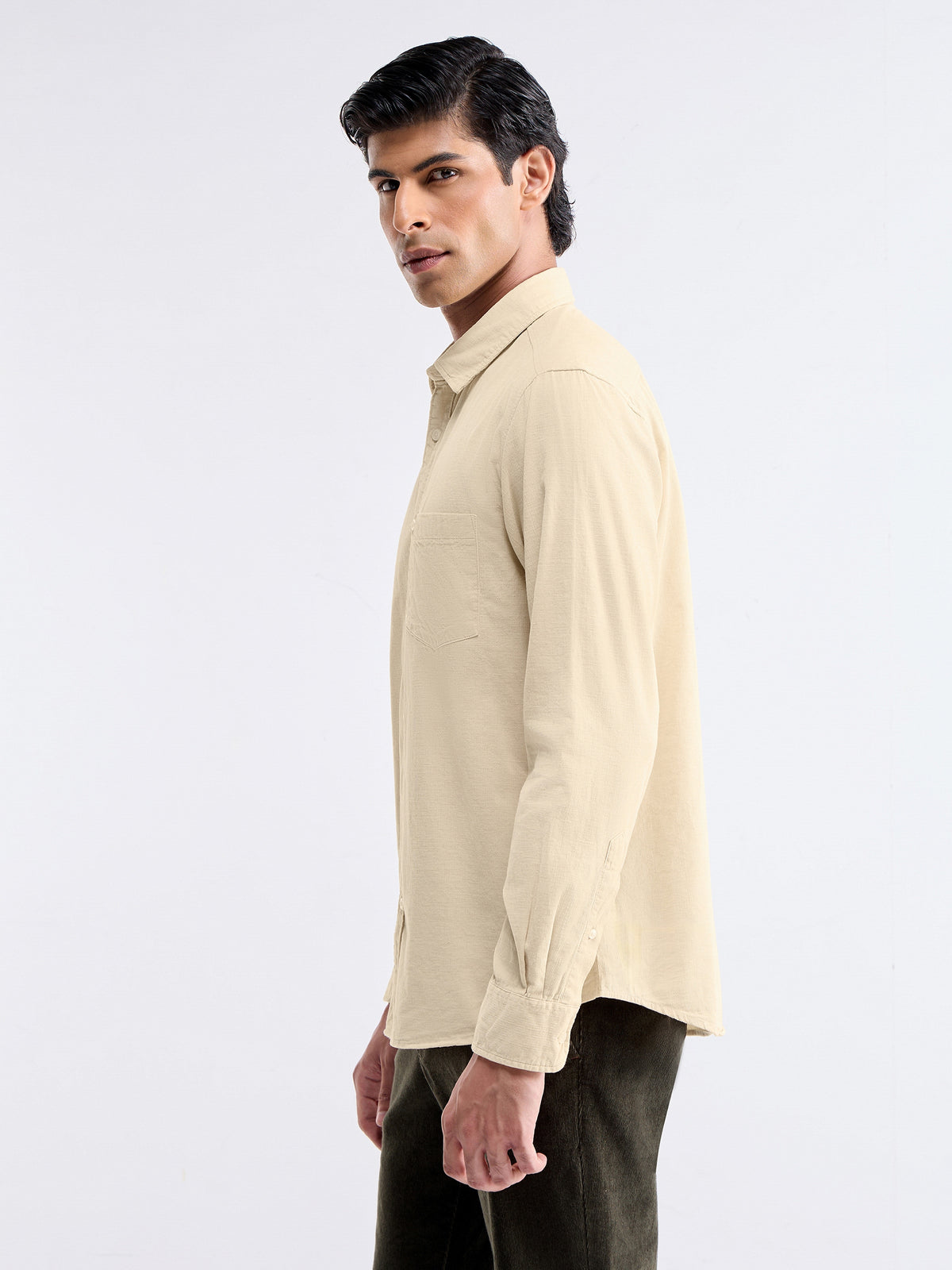 Check Full Sleeve Cotton Shirt - Ecru t4option_1