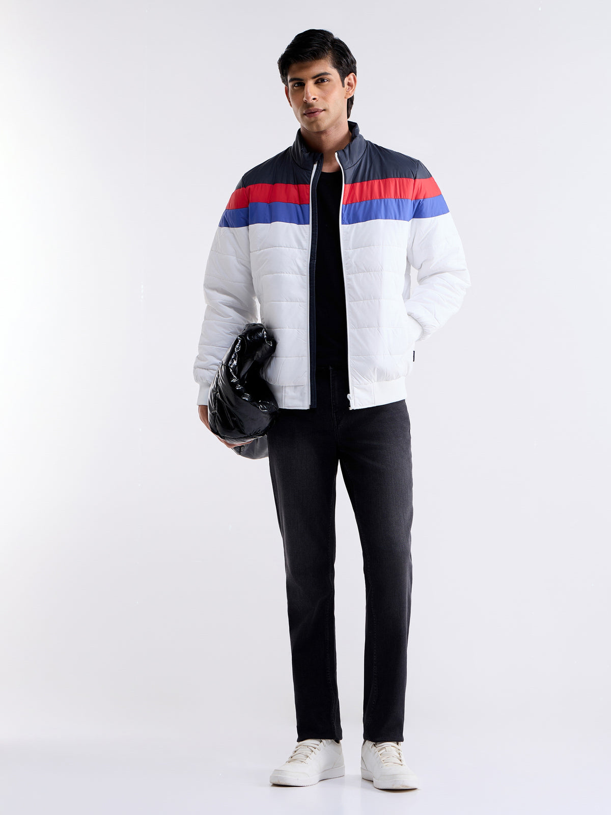 Solid Full Sleeve Gilet Jacket - White t4option_0