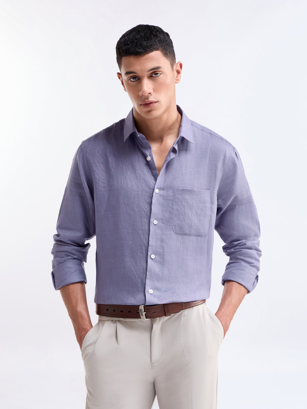Solid Regular Fit Shirt - Purple t4option_8