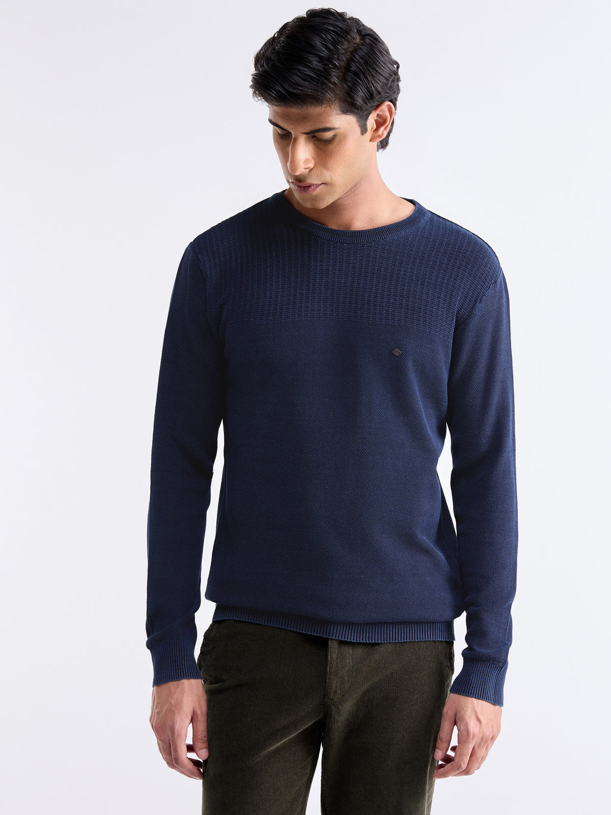 Solid Full Sleeve Jumper Sweater - Dk Indigo t4option_0