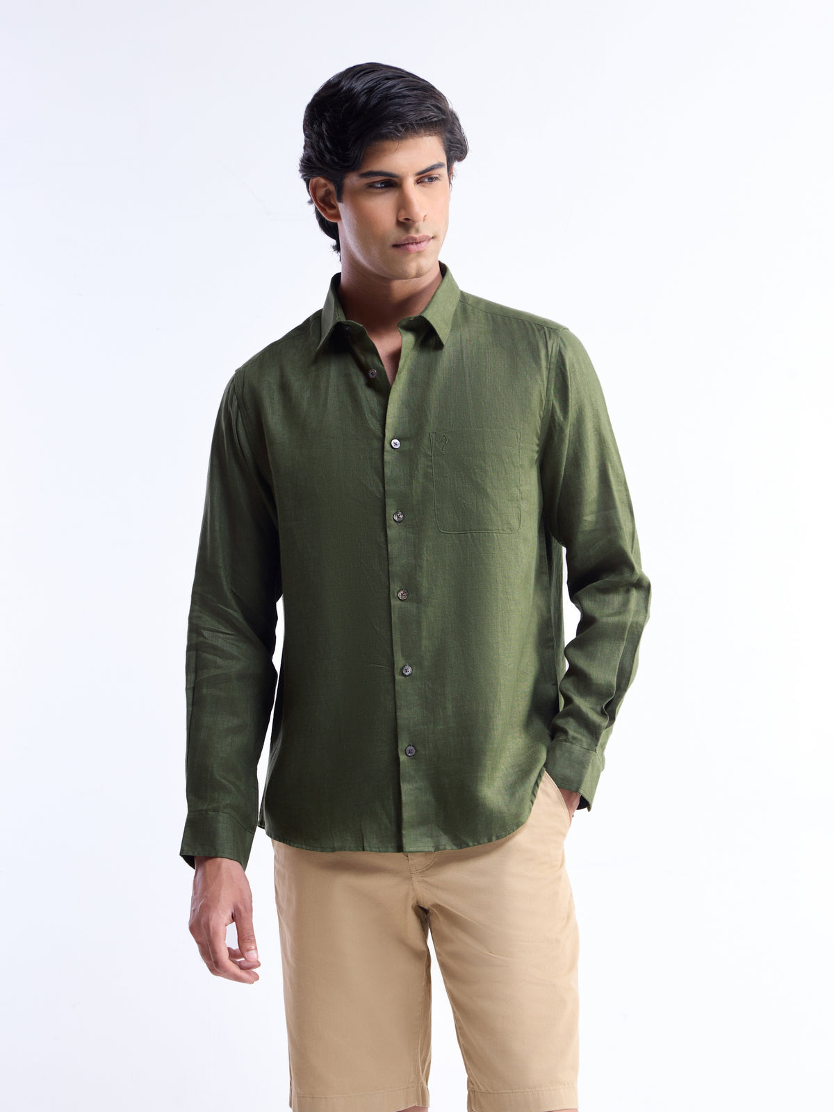 Solid Regular Fit Shirt - Olive t4option_6