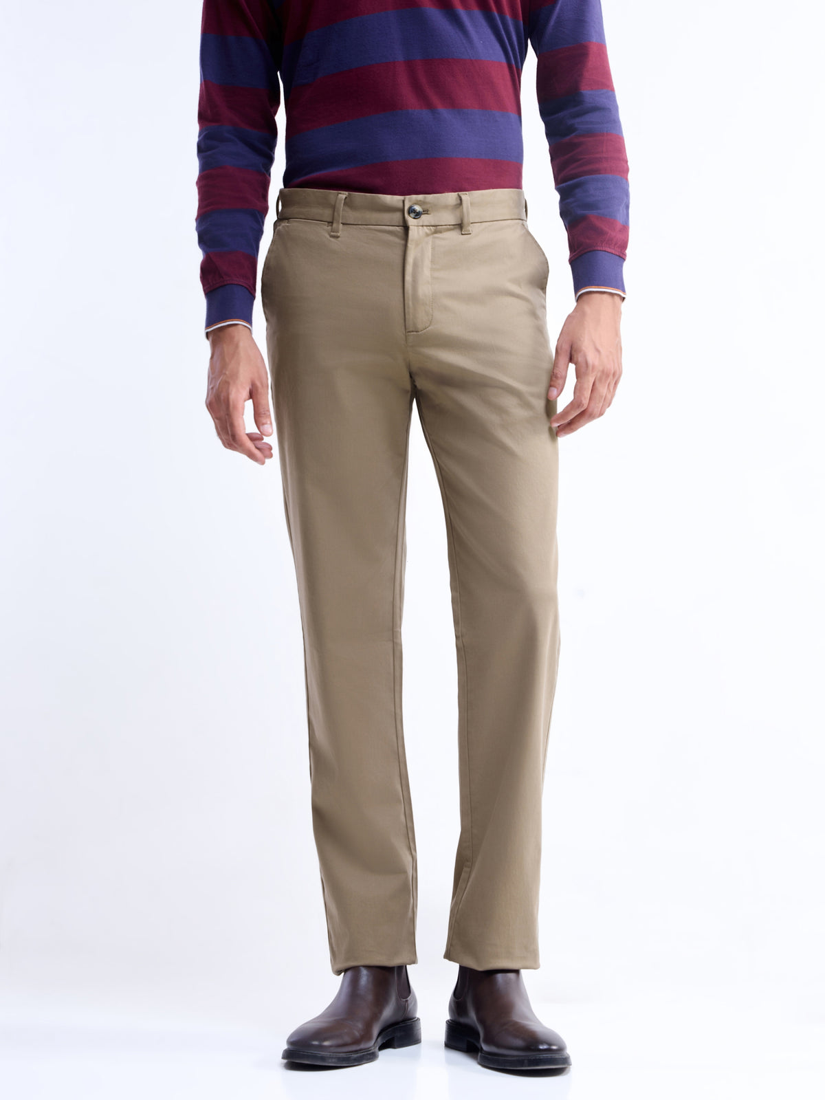 Regular Fit Cotton Stretch Trouser - New Khaki t4option_0