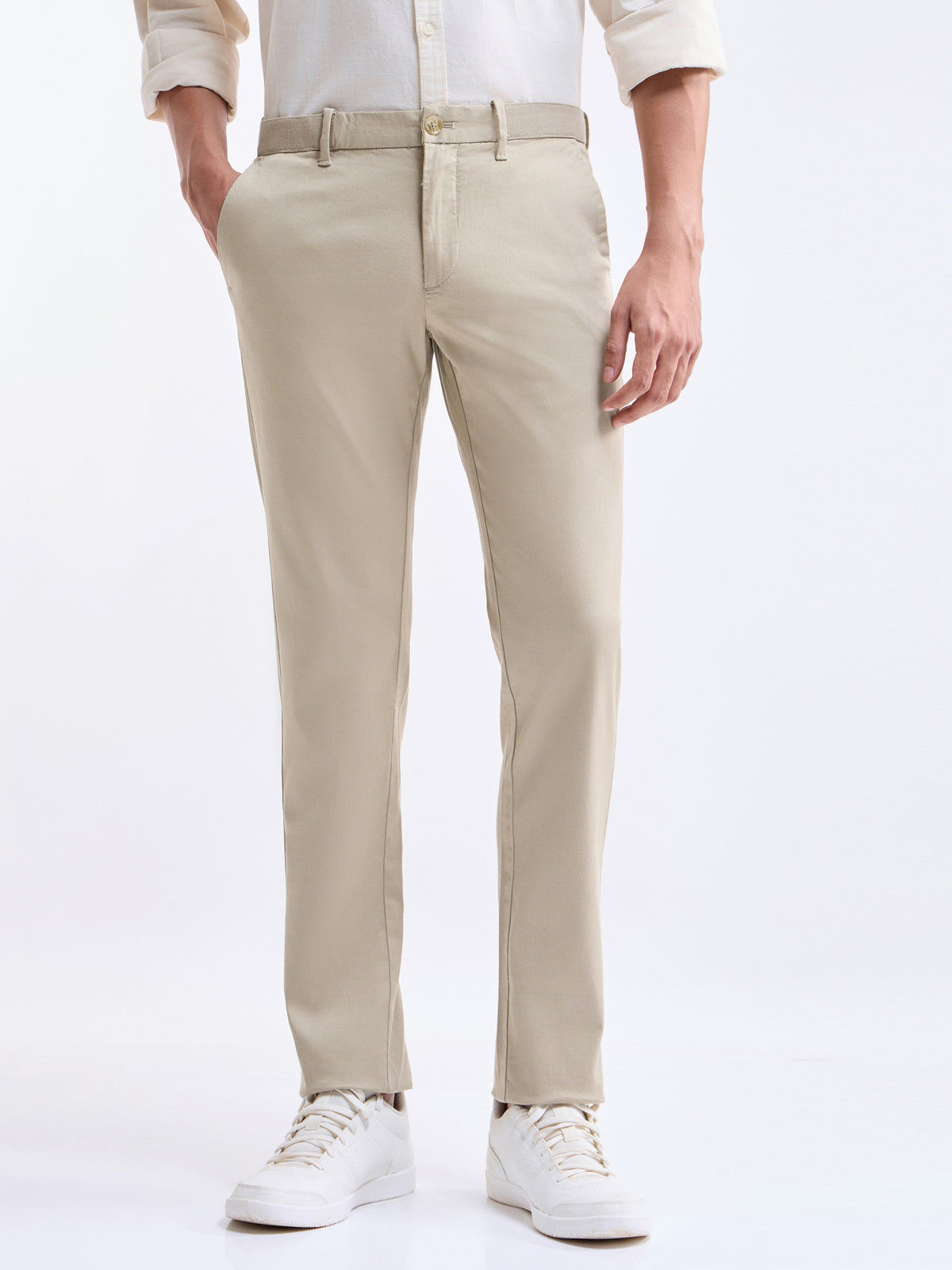 Slim Fit Cotton Stretch Trouser - Lt Khaki t4option_8
