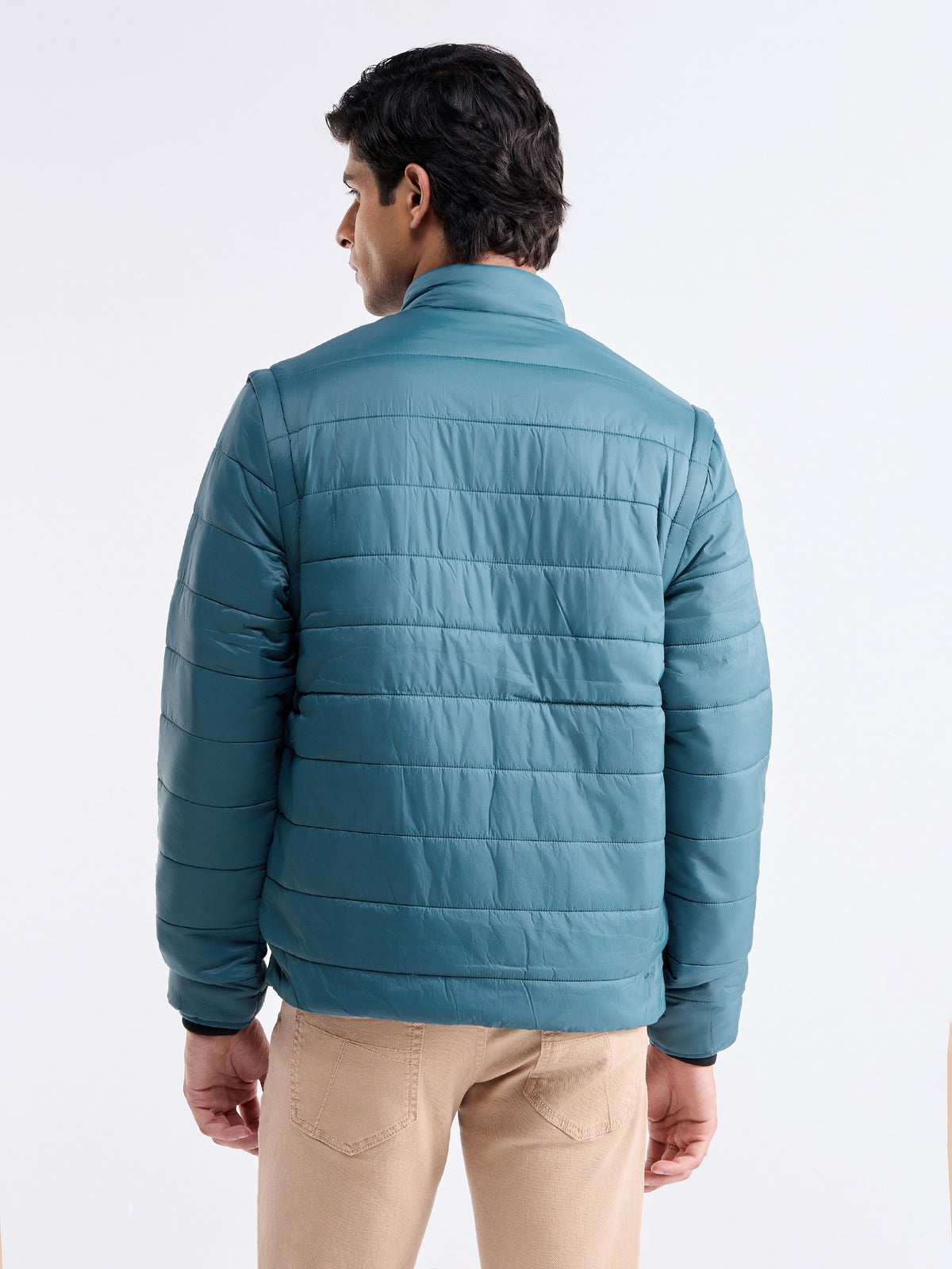 Solid Full Sleeve Bomber Jacket - Teal t4option_1