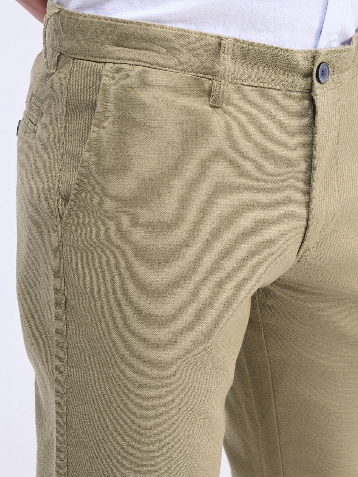 Regular Fit Cotton Stretch Trouser - Khaki t4option_0