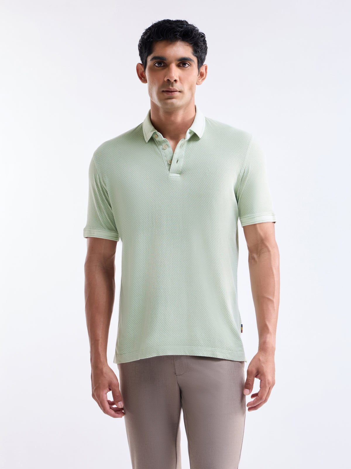Solid Half Sleeve Regular Fit Polo T-Shirt - Mint t4option_0