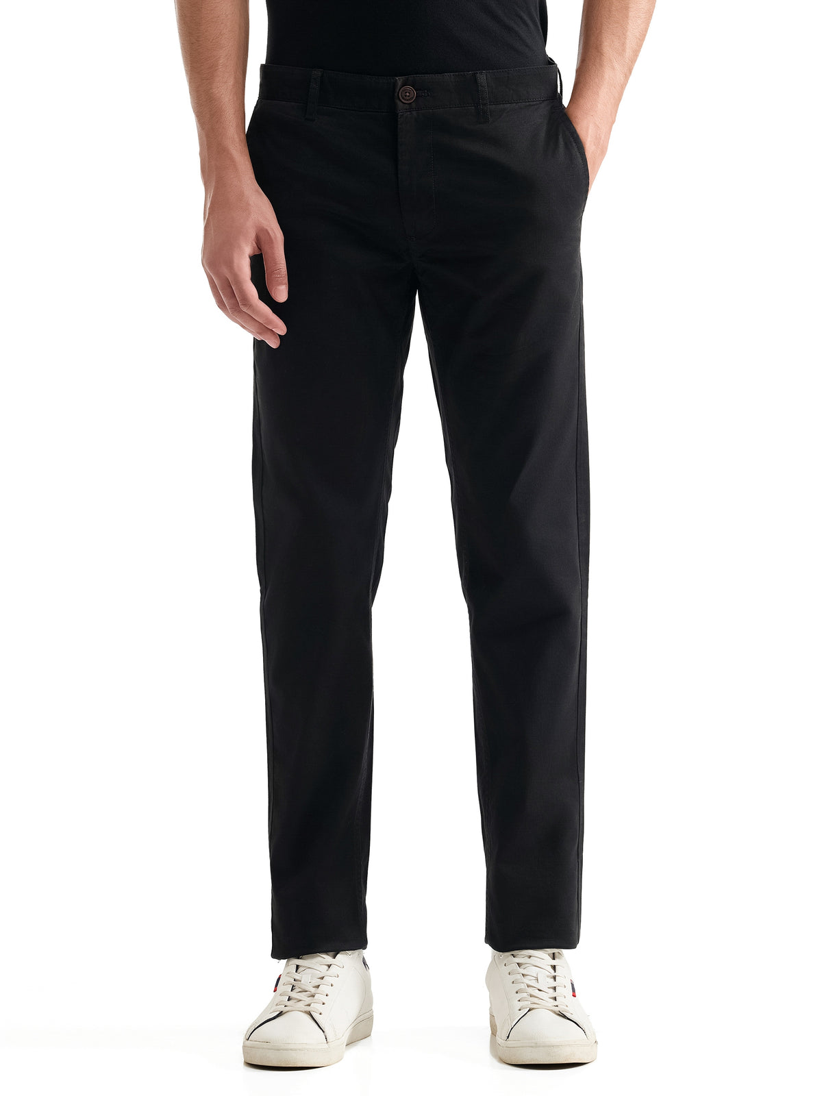 Slim Fit Cotton Trouser - Black t4option_0