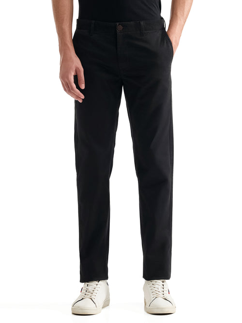 Slim Fit Cotton Trouser - Black t4option_0