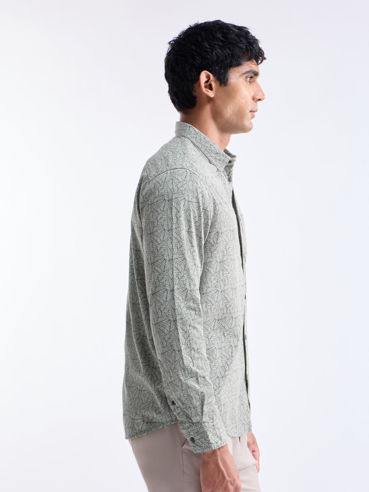 Printed Full Sleeve Cotton Shirt - Grey t4option_0