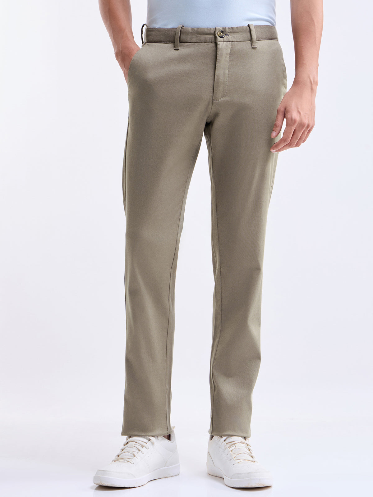 Slim Fit Cotton Stretch Trouser - Lt Brown t4option_7
