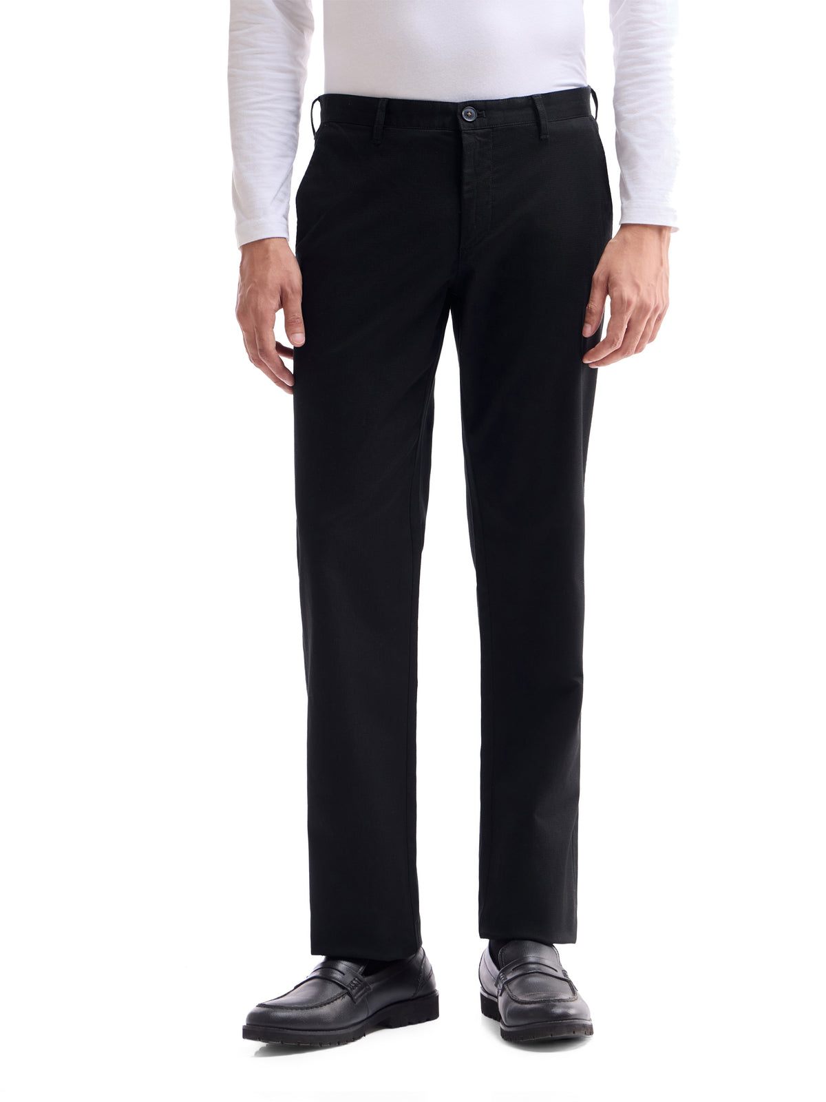 Regular Fit Cotton Stretch Trouser - Black t4option_0