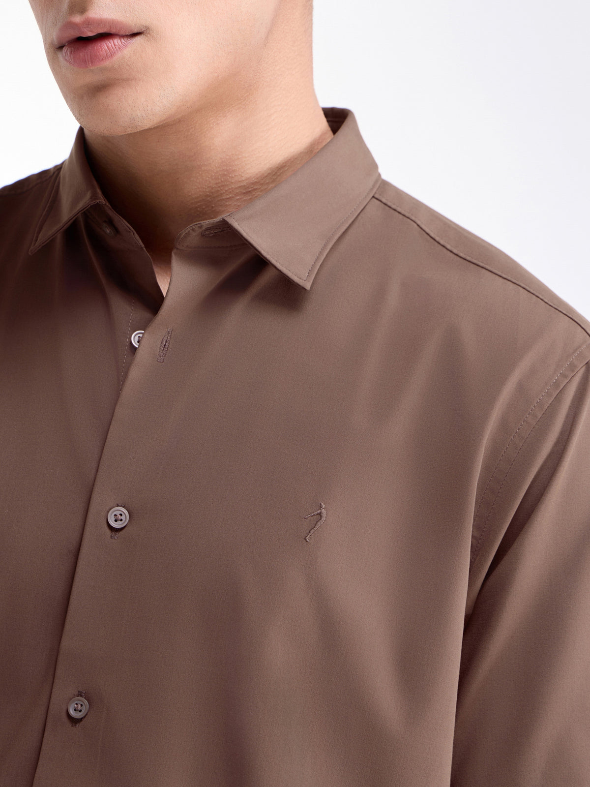 Solid Half Sleeve Shirt - Choco t4option_0