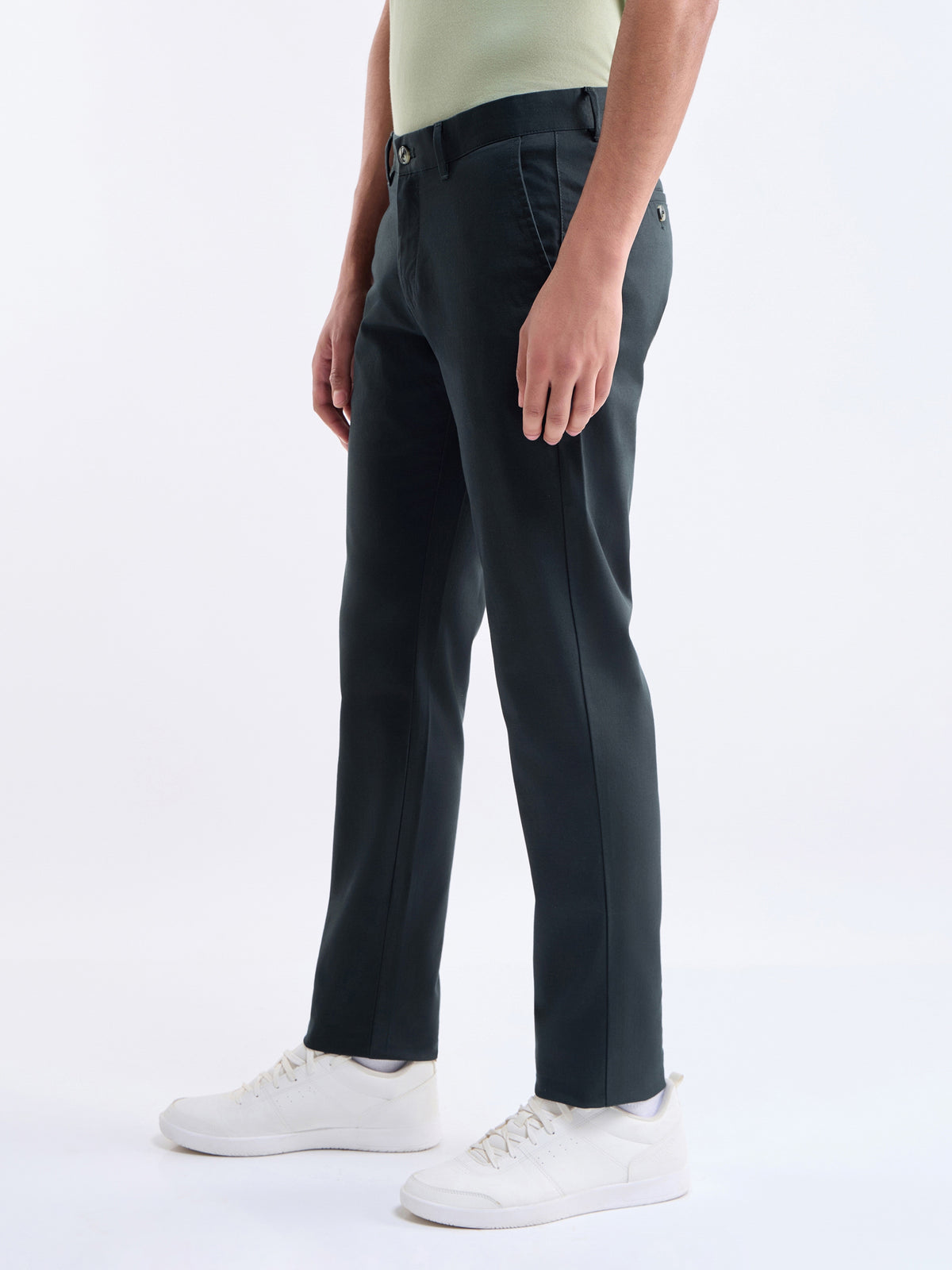 Slim Fit Cotton Stretch Trouser - Pine t4option_3