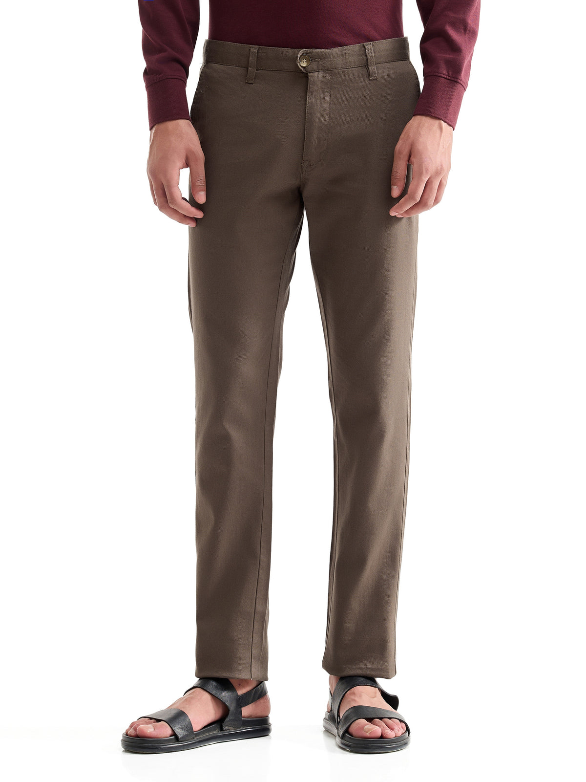 Slim Fit Cotton Trouser - Brown t4option_0