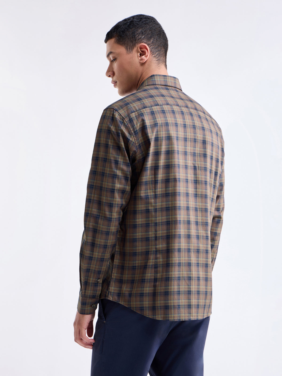 Check Full Sleeve Cotton Shirt - Tabacco t4option_0