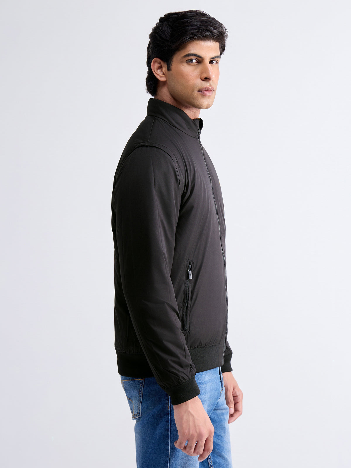 Solid Full Sleeve Bomber Jacket - Yellow t4option_2