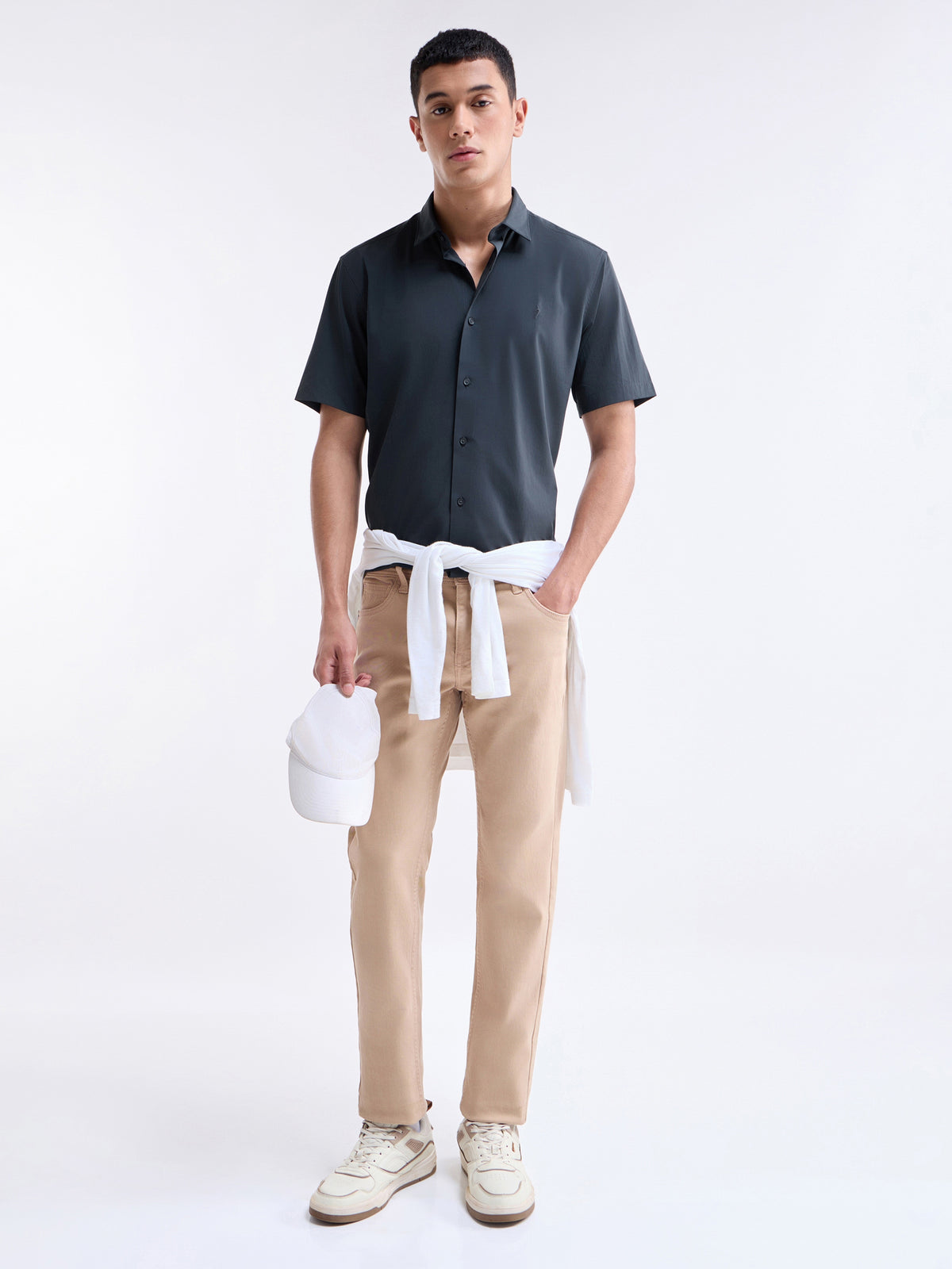 Solid Half Sleeve Shirt - Navy t4option_0