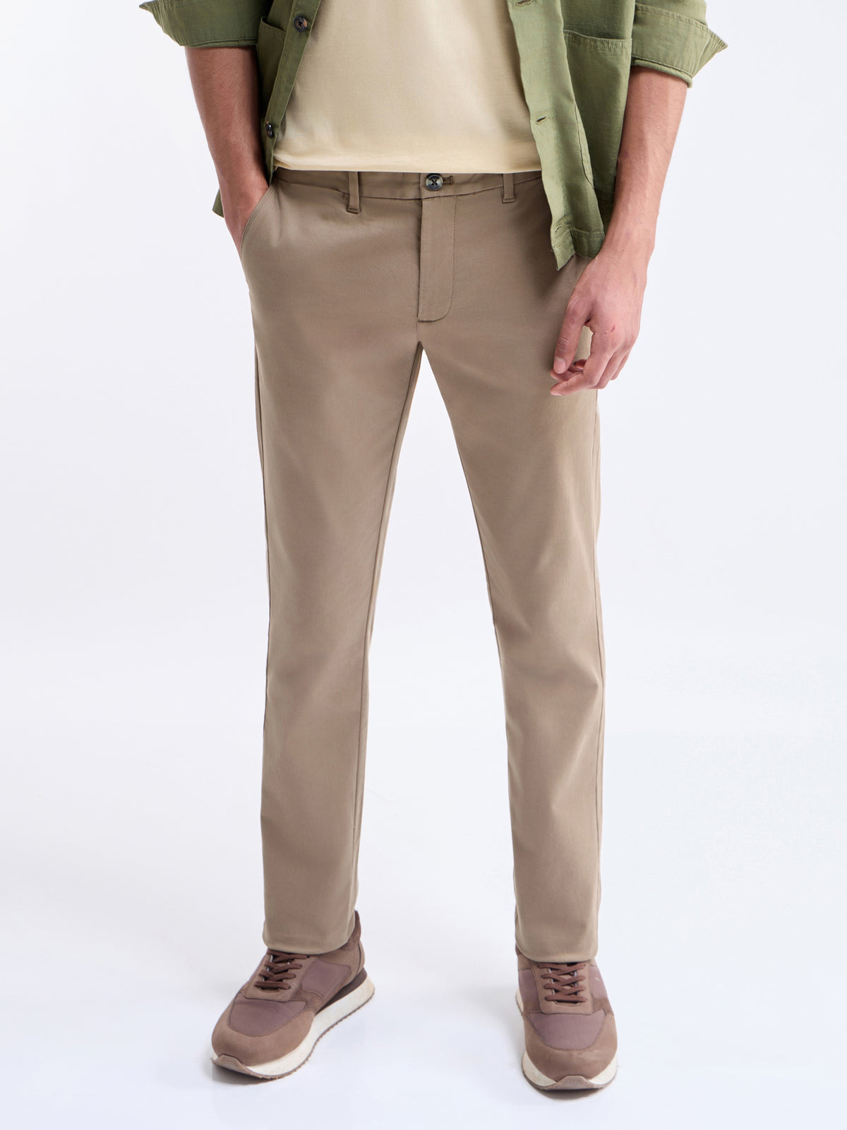 Slim Fit Cotton Stretch Trouser - New Khaki t4option_2