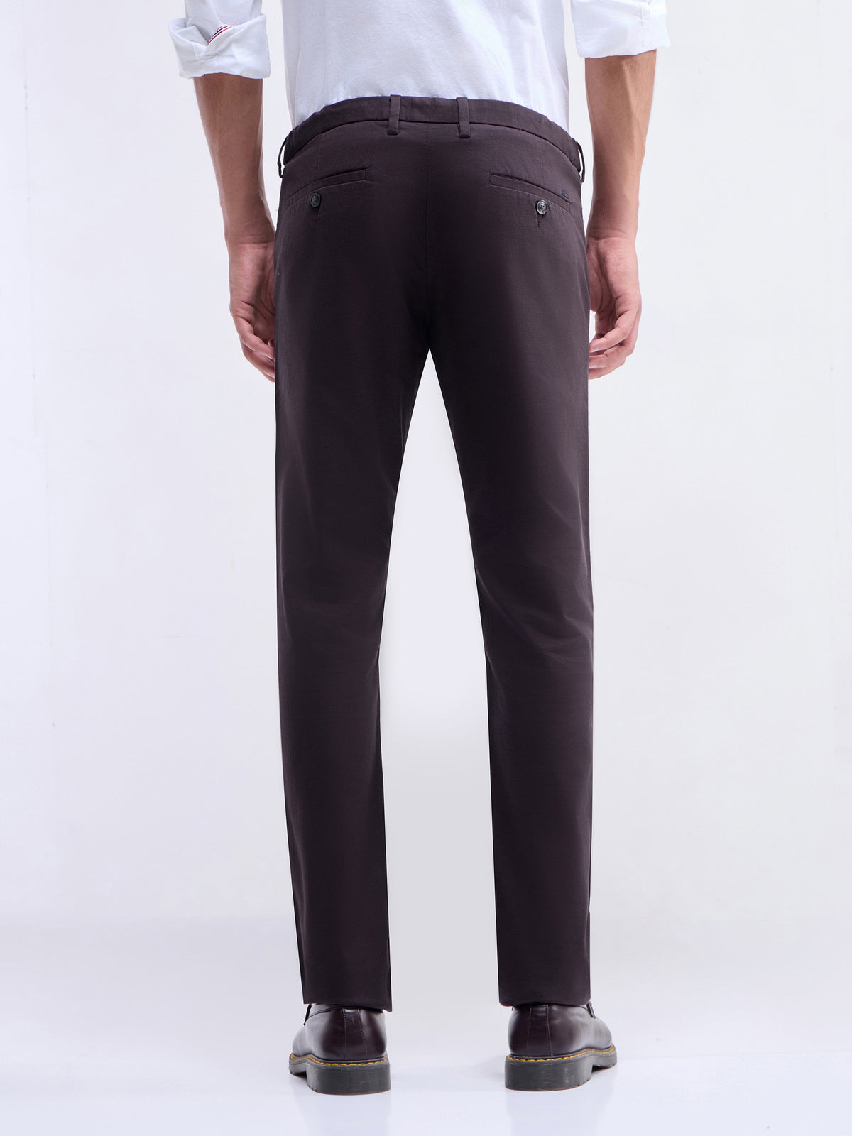 Slim Fit Cotton Tencel Spandex Trouser - Burgundy t4option_0