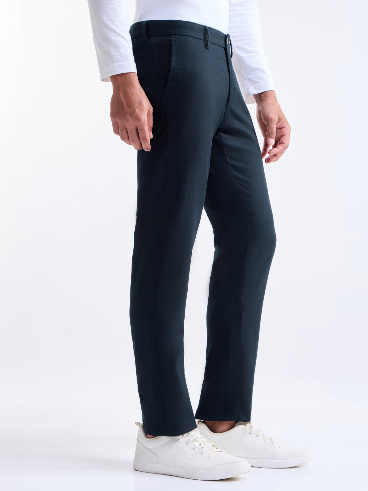 Slim Fit Cotton Stretch Trouser - Navy t4option_2