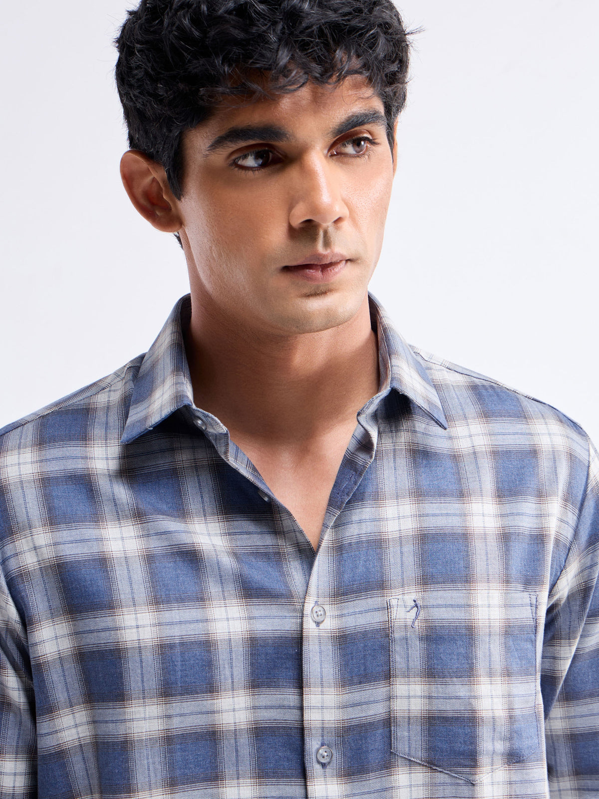 Check Full Sleeve Cotton Shirt - Dk Grey M. t4option_0