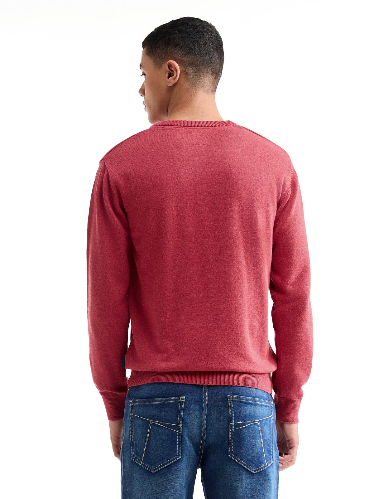 Solid Full Sleeve Jumper Sweater - Savvy Red t4option_1
