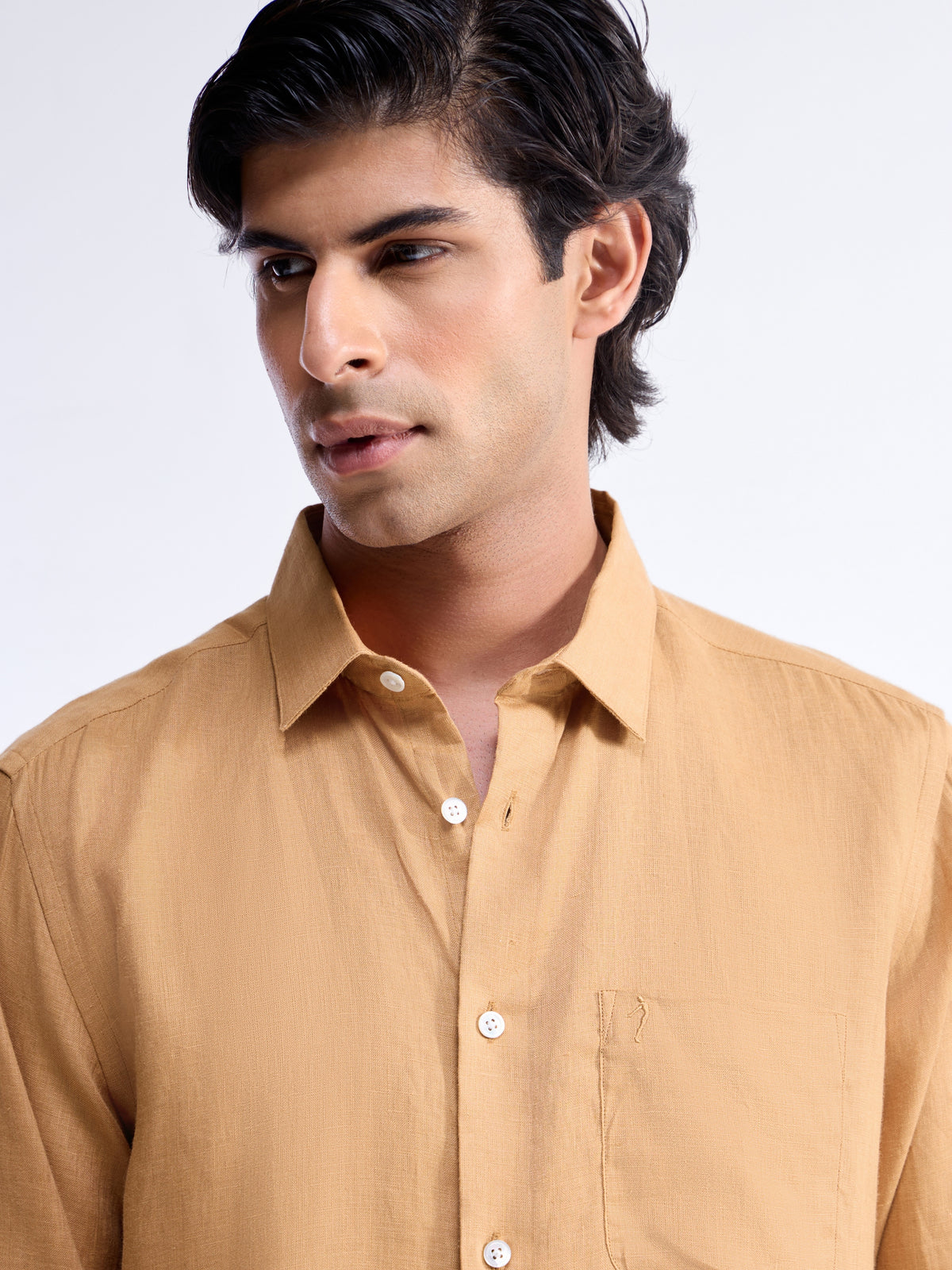 Solid Regular Fit Shirt - Tan t4option_11
